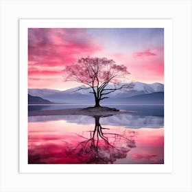 Lone Tree At Sunset 1 Art Print