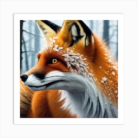 Fox In The Snow 19 Art Print