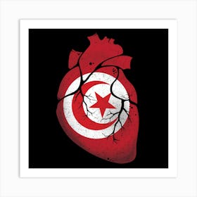 Tunisia Heart Flag Art Print