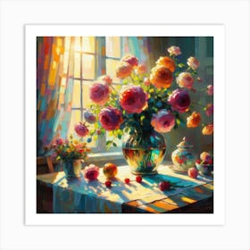 Roses In A Vase Art Print