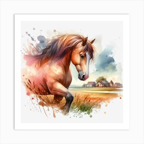 Horse In The Field Art Print