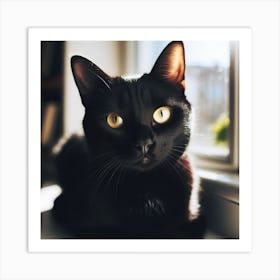 Black Cat With Yellow Eyes Art Print