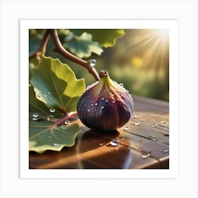 Fig portrain on a wooden table Art Print