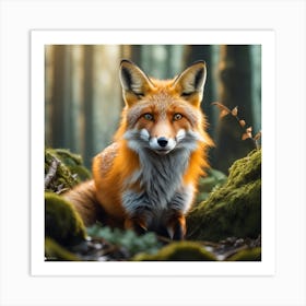 Fox In The Forest 57 Art Print