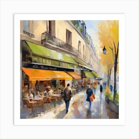 Paris Cafes.Cafe in Paris. spring season. Passersby. The beauty of the place. Oil colors.27 Art Print