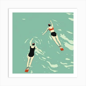 Two Swimmers In The Water Art Print