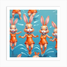 Rabbits In The Water 8 Art Print