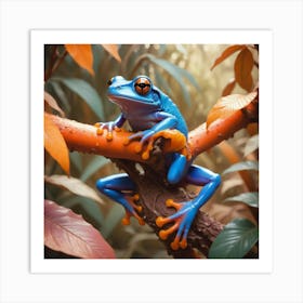 Blue Frog in jungle Art Print