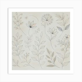 Botanical Line Art Printed Art A Minimalist And Elegant Depiction Of Botanical Elements In Line Art, Perfect For Bringing A Sophisticated Nature Inspired Touch To Any Space Printed Art Art Print