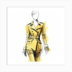 Yellow Trench Coat 3 Art Print