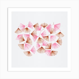 Fan Shape Lines Pink Brown Art Print