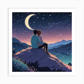 Couple Sitting Together Art Print (1) Art Print