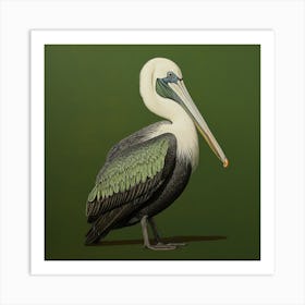 Ohara Koson Inspired Bird Painting Brown Pelican 3 Square Art Print