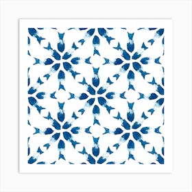 Blue And White Geometric Watercolor Art Print