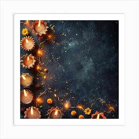 Diwali Themed Banner Texture With Ample Copy Space Art Print