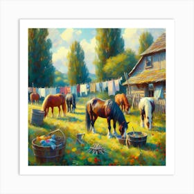 Horses In The Countryside Art Print
