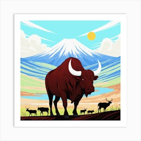 Illustration Of A Bull Art Print