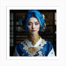 Chinese Woman With Blue Hair Art Print