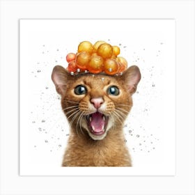 Orange Cat With Bubbles Art Print