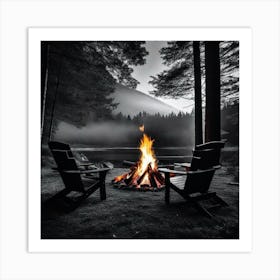 Fire Pit In The Woods Art Print