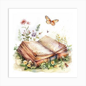 Open Book With Butterflies 4 Art Print