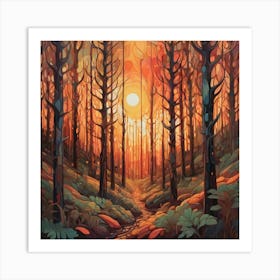 Sunset In The Forest 6 Art Print