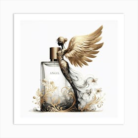 Angel Perfume Bottle In Flower Decoration Creative Drawing Art Print