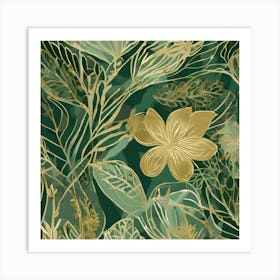 Gold Floral Pattern Art Print