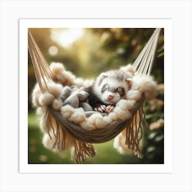 Ferret Sleeping In A Hammock 3 Art Print