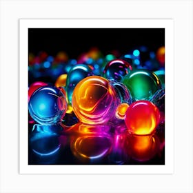 Glow Shapes Neon Bright Color 3d Fluid Bubbles Luminous Vibrant Vivid Radiant Flowing G (5) Art Print