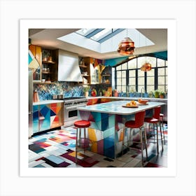 This Kitchen Bursts With The Energy Of A Kaleidoscope Thats Been Shaken By A Playful Child Art Print