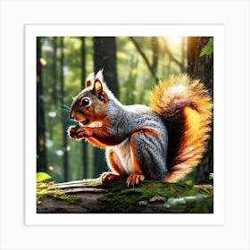 Squirrel In The Forest 338 Art Print