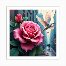 Roses And Birds Art Print