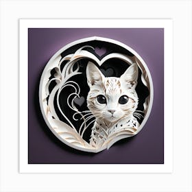 Cat In A Heart Art Print