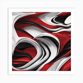 Abstract Red And White Swirls Art Print