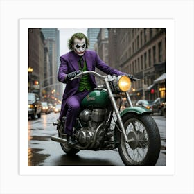 Joker On A Motorcycle 3 Art Print