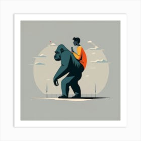 Gorilla On Back Art Print