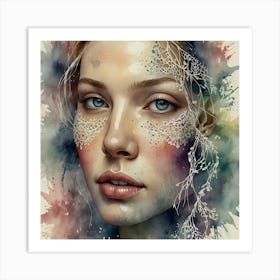 Watercolor Portrait Of A Girl 8 Art Print