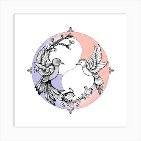 Yin Yang Birds 1 Art Print