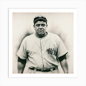 Chalk Painting Of Babe Ruth Art Print