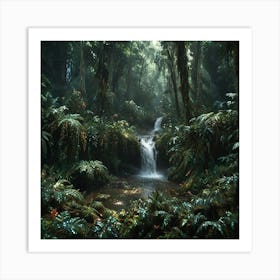 Waterfall In The Jungle 42 Art Print