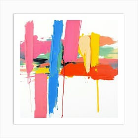 Bold Acrylic Painting, Strong Hard Light Vertical Paint Strokes, Light Background, Mixed Colors, Smooth Brush Texture, Direct Harsh Shadows, Vibrant Colors, Textured Brushstrokes Art Print