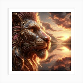 Lion At Sunset Art Print