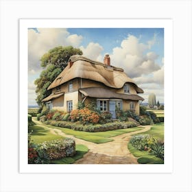 House With Thatched Roof Art Print 3 Art Print