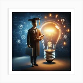Graduate Holding A Light Bulb 1 Art Print
