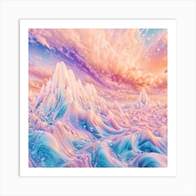 Icy Mountainscape At Sunset Art Print