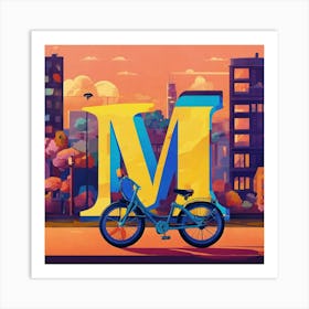 Big Letter M With In The Background A Bicycle (4) 2024 05 07t233446 Art Print