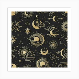 Moon And Stars Art Print