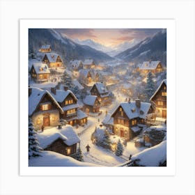 Village At Night Art Print Art Print