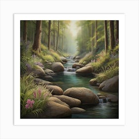 Stream In The Woods Art Print